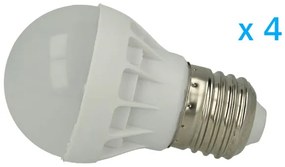 4 PZ Lampade Led E27 Bulbo 3W=30W Bianco Caldo Diametro 50mm Altezza 80mm