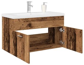 Mobile Da Bagno Con Lavabo Integrato E Rubinetto Legno Antico /