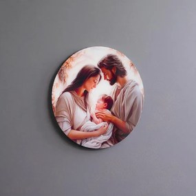 Quadro in vetro temperato D65 cm moderno Bianco - Sacra Famiglia