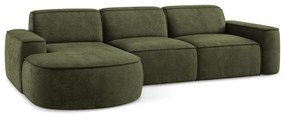 Divano angolare verde (con penisola a sinistra/con chaise lounge) con rivestimento in ciniglia Omao – Makamii