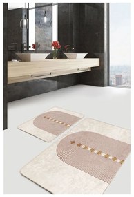 Set di tappetini per il bagno beige in velluto 2 pz 60x100 cm – Mila Home
