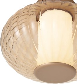 Plafoniera di design in ottone 28 cm con vetro ambrato Incl. LED dimmerabile a 3 fasi - Margherite