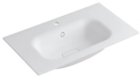 Lavabo integrale rettangolare vasca centrale L 90.5 x H 15 x P 46 cm in resina bianco lucido