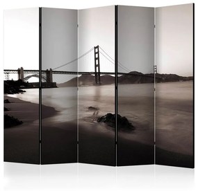 Paravento  San Francisco: Golden Gate Bridge in black and white II [Room Dividers]  Colore ---, Dimensioni e Misure 225x172