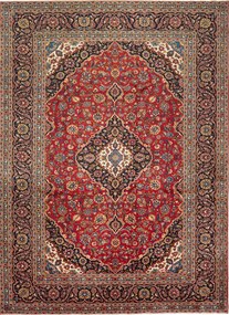 Kashan Tappeto 380x270 Rosso (Iran) Annodato A Mano
