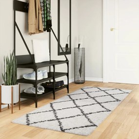 Tappeto Shaggy Pamplona A Pelo Lungo Crema E Nero 80x200 Cm /