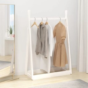 Appendiabiti Bianco 100x45x150 Cm İn Legno Massello Di Pino /