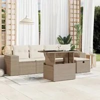 Set Divano da Giardino 6 pz con Cuscini Beige in Polyrattan 3275288