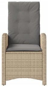 Sedia reclinabile giardino con cuscini beige misto polyrattan