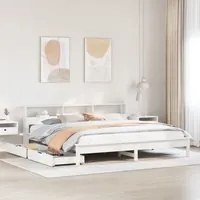 Letto Libreria senza Materasso Bianco 200x200 cm Legno di Pino 3309798