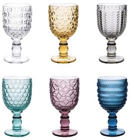 Set 6 calici 280 ml Vetro Decorato - Colori Misti - Geometrie