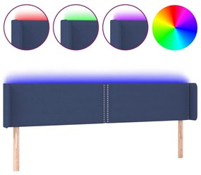 Testiera a led blu 163x16x78/88 cm in tessuto