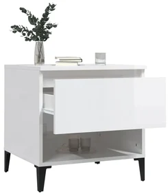Tavolini 2pz bianco lucido 50x46x50 cm in legno multistrato