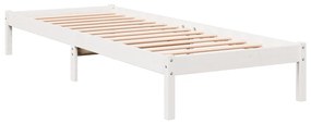 Letto extra lungo senza materasso bianco 90x210 cm in pino