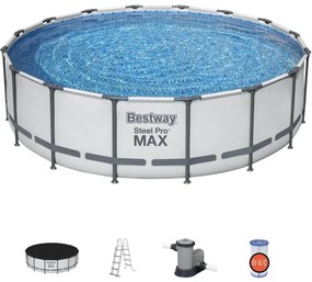 Piscina tonda fuori terra steel pro max Bestway 488xH122 -5612Z + pompa, scaletta e telo
