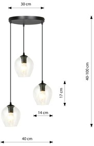 Lampadario a Sospensione in Acciaio e Vetro ISTAR 3 BL PREMIUM 3xE27 Colore delle Sfere Trasparente
