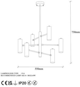 Lampadario dorato con paralume in metallo Gharib – Opviq lights