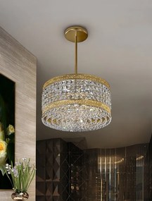 8-light suspension Led G9 gold and crystal - 1053/S - Contemporary - Arredoluce