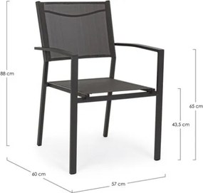 Sedia Da Esterno In Alluminio E Textilene Antracite Con Braccioli Hilde Bizzotto