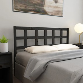 Testiera Per Letto Nera 165,5x4x100cm İn Legno Massello Di Pino /