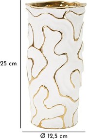 Vaso bianco/dorato in ceramica (altezza totale 25 cm) Adore – Mauro Ferretti