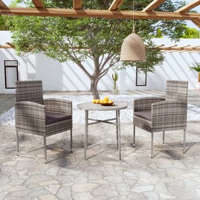 Set Mobili Da Pranzo Per Giardino 3 Pz İn Polyrattan Antracite /