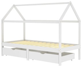 Giroletto bambini con cassetti bianco pino massello 90x200 cm
