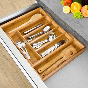 Portaposate Estensibile da Cassetto Cucina Porta Posate in Legno Bambù 37x31cm...