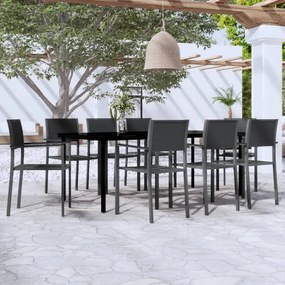 Set da pranzo da giardino 9 pz nero