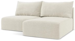 Divano angolare color crema allungabile/con contenitore (con penisola a destra) Kalena – Makamii