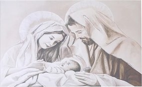 Quadro in tela 50x100 cm tema Sacra Famiglia con particolari a rilievo