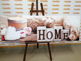 Stampa su tela – Natura morta con scritta Home
