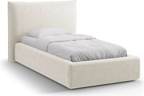 Letto singolo imbottito color crema con contenitore con rete inclusa 90x200 cm Kaelle – Micadoni