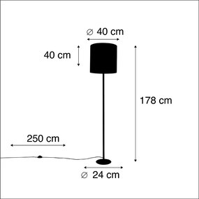 Lampada da terra con paralume in velluto nero blu con oro 40 cm - Simplo