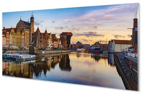 Quadro vetro acrilico Port River Port River di Gdańsk 100x50 cm