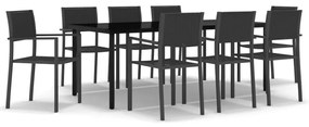 Set da pranzo da giardino 9 pz nero
