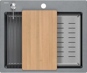 Lavello in granito KURT 110 WORKSTATION Grey Metallic