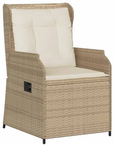 Sedie reclinabili da giardino 2pz con cuscini beige polyrattan