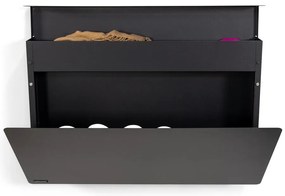 Scarpiera nera in metallo con ante ribaltabili/da parete 78x48x13 cm Luigi – Spinder Design