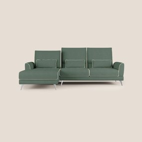 Tommy Divano angolare bicolore con relax e schienali traslanti in microfibra smacchiabile T11 verde - panna