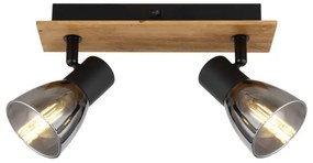 Globo 54307-2W - Faretto da parete CLAUDE 2xE14/40W/230V nero/legno