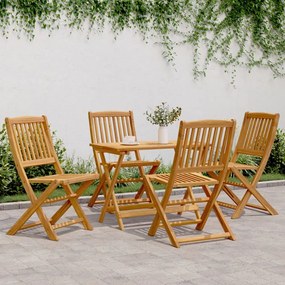 Set Pranzo Da Giardino Pieghevole 5pz Legno Massello Di Acacia /