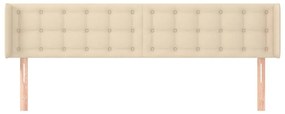 Testiera ad orecchio crema 163x16x78/88 cm in tessuto