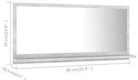 Specchio da Bagno Grigio Cemento 80x10,5x37cm Legno Multistrato