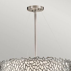 Lampadario Contemporaneo Silver Coral Metallo Peltro Classico Vetro 4 Luci E27