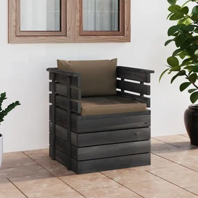 Poltrona da giardino con cuscini in legno di pino
