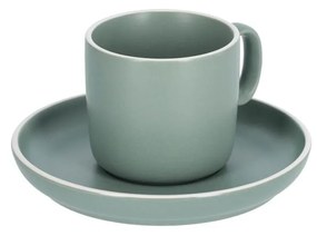 Kave Home - Tazzina da caffè e piattino Shun in porcellana verde