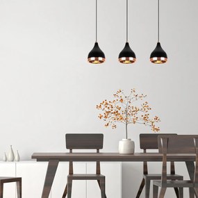 Lampadario nero/color rame con paralume in metallo Yildo – Opviq lights