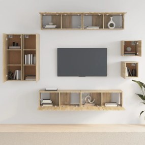 Set mobili porta tv 8pz rovere sonoma in legno multistrato