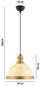 Sospensione a cavo MONZA 1xE27/40W/230V Ø 29 cm crema/bronzo